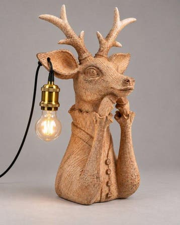 Tafellamp - Hout look – Kerstinterieur - Composiet -