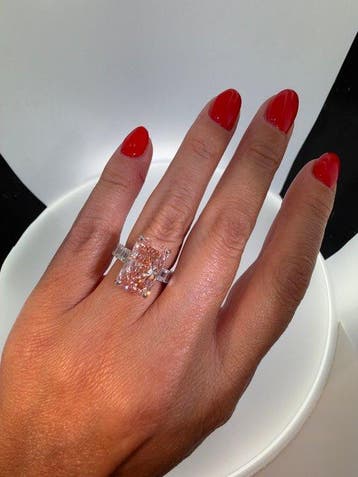 Ring - 14 karaat Witgoud - 9.02ct. tw. Roze Diamant (Fancy, Nieuw