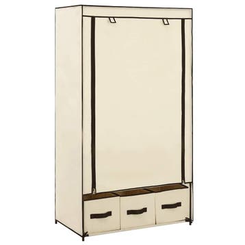vidaXL Kledingkast 87x49x159 cm stof crème, Huis en Inrichting, Kasten | Kleerkasten, Verzenden, Nieuw