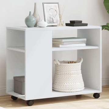 vidaXL Bijzettafel met wieltjes 70x35x60 cm bewerkt hout wit, Huis en Inrichting, Tafels | Bijzettafels, Verzenden, Nieuw