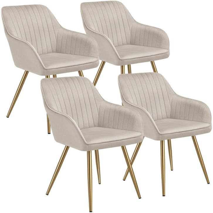 tectake Eetkamerstoel Marilyn, fluweeloptiek, doorgestikt -, Huis en Inrichting, Stoelen, Verzenden