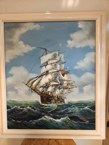 John Ambrose (1931-2010) - Schip op woeste zee