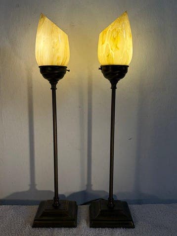 Lumi - Tafellamp (2) - Messing, Glas