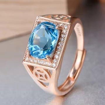 Zonder minimumprijs - Ring Zilver - 3.97ct. tw. Topaas -, Nieuw