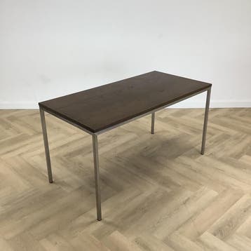 kantinetafel 150x70 cm,  Bruin blad - chroom, Gebruikt, Bureau