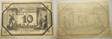 10 goudpfennig ohne Jahr (10 12 1923) Das Papiernotgeld v..., Verzenden