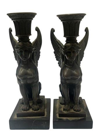 Petit bougeoir (2) - Bronze, Marbre - Sphinx ailés Milo