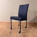 Leren eetkamerstoel Comfort, wieltjes, Hermes Kobalt, staal, Huis en Inrichting, Stoelen, Nieuw, Leer, Ophalen of Verzenden, Eén