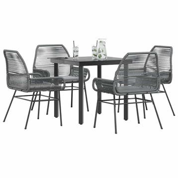 vidaXL 5-delige Tuinset met kussens poly rattan glas grijs, Verzenden, Nieuw, Tuinset