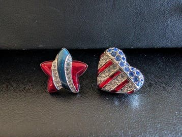 Beeld, Swarovski broches USA - 1.9 cm - Metaal, Rhodium