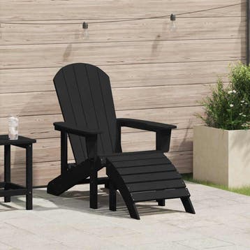 vidaXL Adirondack-stoel Zwart HDPE, Tuin en Terras, Verzenden, Nieuw