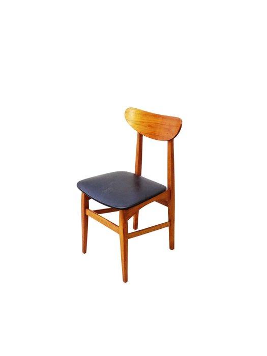 Stoel - Hout, Skai - Vintage stoel, Antiquités & Art, Art | Objets design