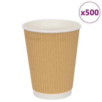 vidaXL Papieren koffiekopjes 500 st 12oz 300 ml bruin, Verzenden