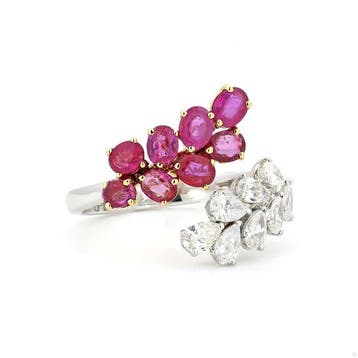 Statement ring - 14 karaat Witgoud - 2.04ct. tw. Robijn -