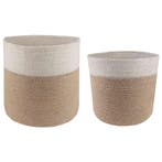 vidaXL Plantenpot Set 2 pcs Natuurlijk en Wit Ø 28 x 28 cm, Verzenden, Nieuw
