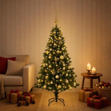vidaXL Kunstkerstboom met Ballen 120 cm 150 LEDs Warmwit, Verzenden