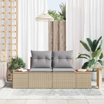 vidaXL Tuin Sofa Beige 184 x 62 x 85cm poly rattan, Verzenden, Nieuw