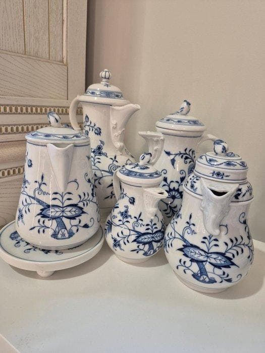 Meissen - Koffie- en theeservies (6) - Porselein - Blauwe ui, Antiek en Kunst, Antiek | Meubels | Tafels
