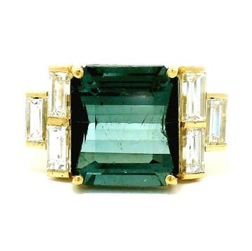 Bague - 14 carats Or jaune - 5.05ct. tw. Tourmaline -