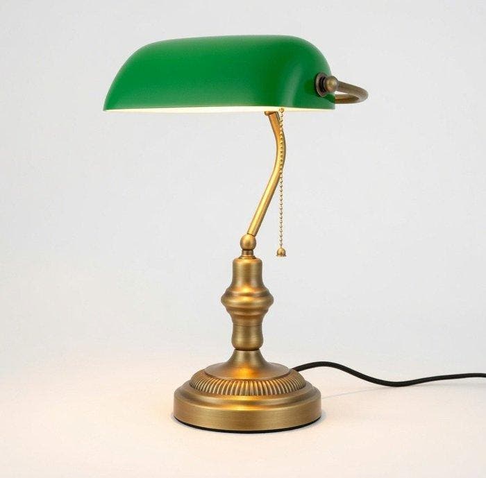 Bankierslamp - Kristal, Metaal, Antiek en Kunst, Kunst | Designobjecten