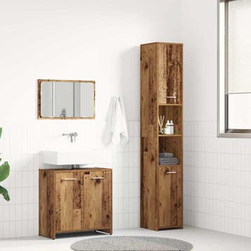 vidaXL 3-delige Badkamermeubelset bewerkt hout oud, Verzenden