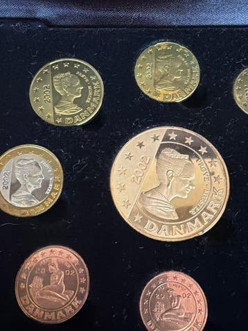 Danemark. Probe Set 2002 Pattern Euro Coin Collection, Postzegels en Munten