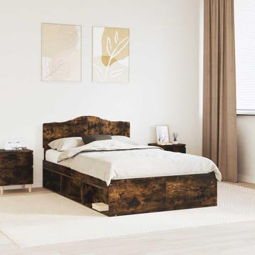 vidaXL Bedframe Rook Eiken 120 x 190 cm Massief grenenhout, Verzenden, Nieuw