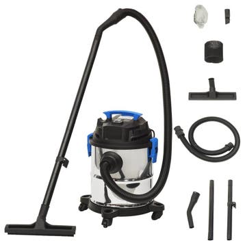 vidaXL Nat- en droogzuiger 1200 W 20 L zilverkleurig, Verzenden