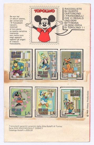 Topolino Gadget Cartoncino con 6 Francobolli Allegato al, Collections