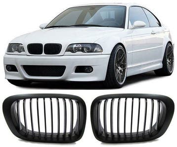 Mat Zwarte Nieren BMW 3 Serie E46 Coupe/Cabrio 99-03 B2290