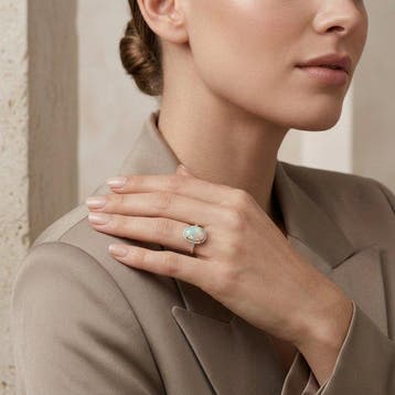 Bague - 14 carats Or jaune - 3.00ct. tw. Opale - Diamant -, Nieuw