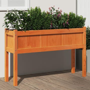 vidaXL Plantenbak met poten 110x31x70 cm grenenhout wasbruin, Verzenden, Nieuw