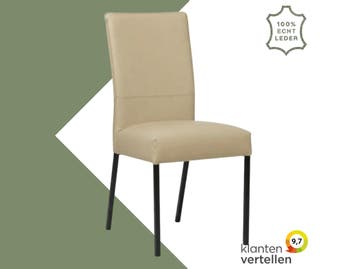 Leren eetkamerstoel Real - Toledo Mastic (taupe/bruin) -, Huis en Inrichting, Stoelen, Bruin, Nieuw, Ophalen of Verzenden, Eén