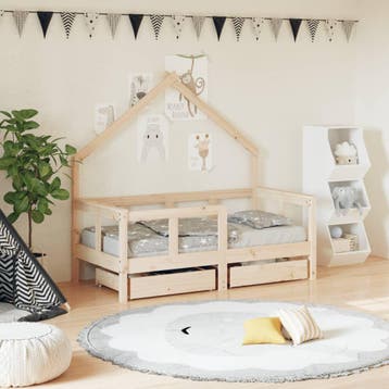 vidaXL Kinderbedframe met lades 70x140 cm massief grenenhout, Verzenden, Nieuw