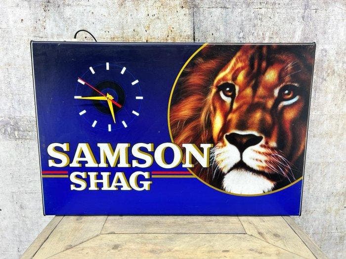 Samson Shag Advertentiefiguur - metaal en kunststof -, Antiek en Kunst, Antiek | Wandborden en Tegels