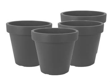 Set van 4 stuks Kunststof Bloempot Antraciet Ø29cm, Ophalen of Verzenden