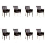 Set van 8 Leren eetkamerstoelen Daily met armleuning -, Ophalen of Verzenden, Nieuw, Leer, Eén