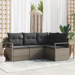 vidaXL Bankstel met kussen met opslag 4 pcs Grijs poly, Verzenden, Nieuw