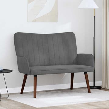 vidaXL 2-Zits Sofa Donkergrijs 115 x 61 x 87 cm fluweel, Verzenden, Nieuw