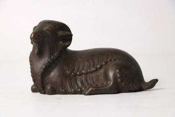 Brons - Katori Masahiko (1899-1988) - Liggende Ram met, Antiek en Kunst
