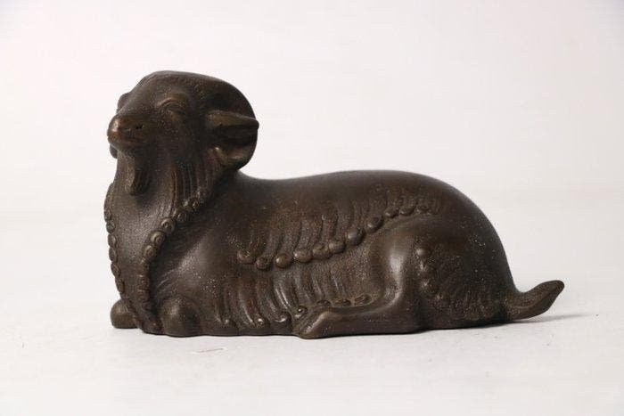 Brons - Katori Masahiko (1899-1988) - Liggende Ram met, Antiek en Kunst, Antiek | Overige Antiek