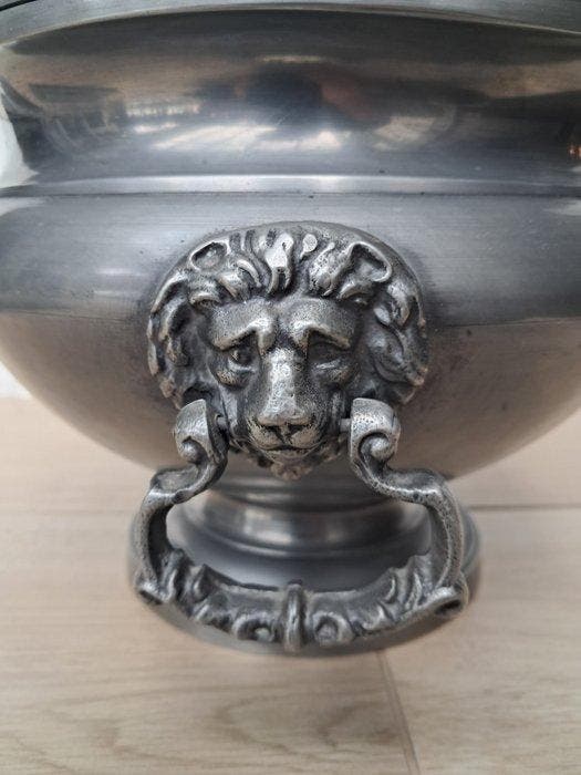 Soepkom - Tin - Vintage tinnen dekschaal, Antiek en Kunst, Curiosa en Brocante