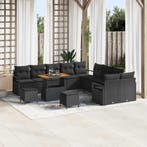 vidaXL Tuinbank Set met kussen met opslag 13 pcs Zwart, Verzenden, Nieuw