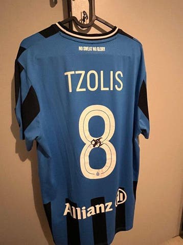 Club Brügge - christos tzolis - Shirt, wedstrijd gedragen en, Collections, Collections Autre