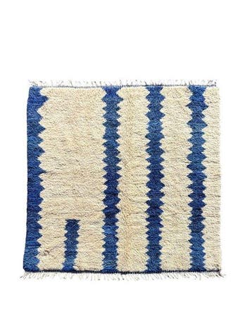 Beni Ouarain – handgeknoopte blauw- en crèmekleurige, Nieuw