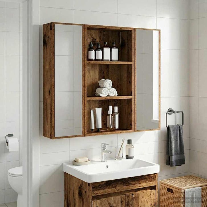 vidaXL Badkamer wandkast Oudhout 40 x 14 x 70 cm, Huis en Inrichting, Tafels | Kaptafels, Nieuw, Verzenden