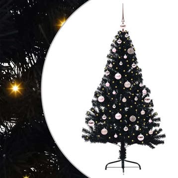 vidaXL Kunststof Voorverlichte Kerstboom met 150 LED Zwart, Verzenden