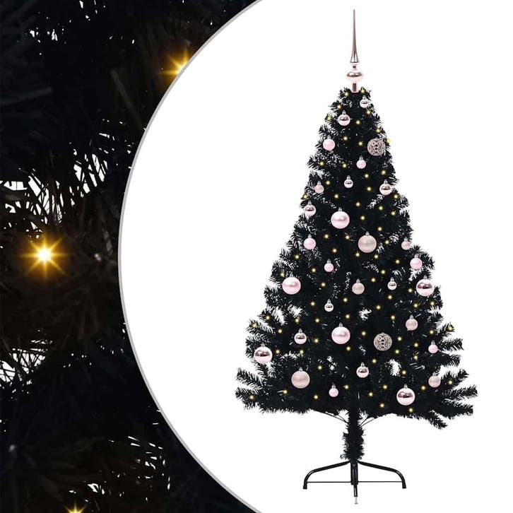 vidaXL Kunststof Voorverlichte Kerstboom met 150 LED Zwart, Divers, Noël, Envoi