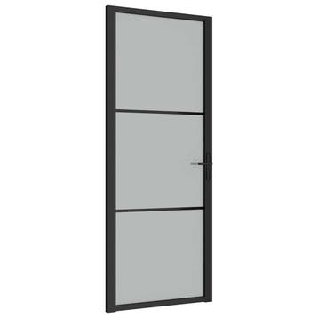 vidaXL Binnendeur 83x201,5 cm matglas en aluminium zwart, Verzenden, Nieuw