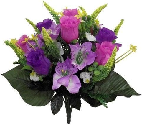 Zijden boeket rozen en alstroemeria mixed astilbe, Maison & Meubles, Accessoires pour la Maison | Plantes & Fleurs artificielles
